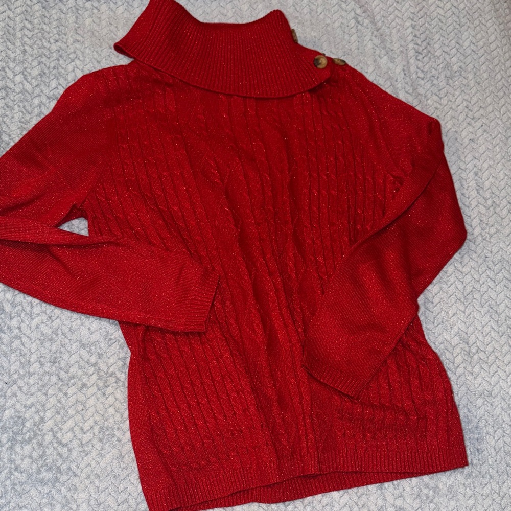 Red Turtleneck Women's Sweater